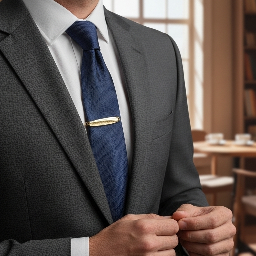 Dior Homme Vintage Tie Clip In Textured Gold